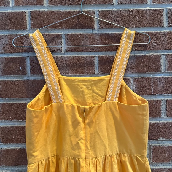 J. Crew Embroidered Scalloped Tiered Midi Dress 0 Marigold - Picture 8 of 14